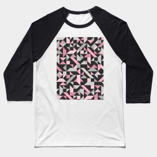 Pink and Grey Geometric Art Baseball T-Shirt